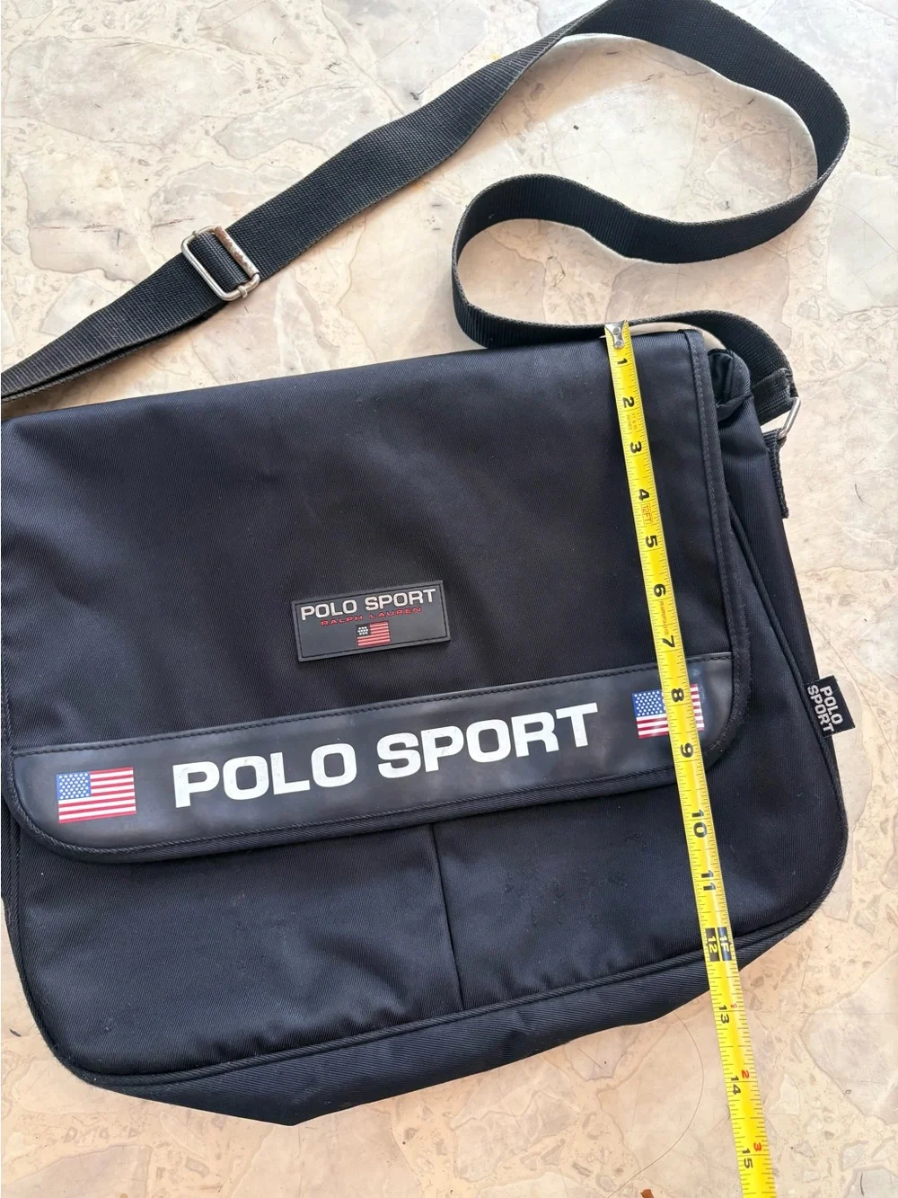 Vintage 90s Ralph Lauren Polo Sport American Flag Messenger Bag